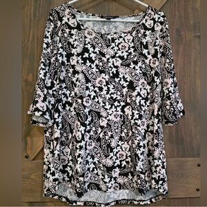 Cato Black and White Floral Paisley Blouse
